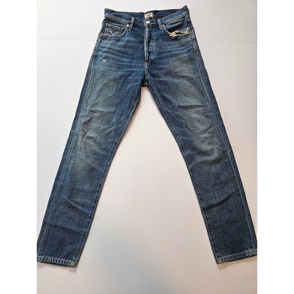 Citizens of Humanity Liya Jeans 28 Blue High Rise Classic Fit Crop Distressed